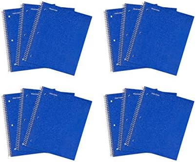 Mintra Office Durable Spiral Notebooks, 1 Subject, (Blue, Wide Ruled 12pk), 100 Sheets, Poly Pocket, Moisture Resistant Cover, School, Office, Business, Professional