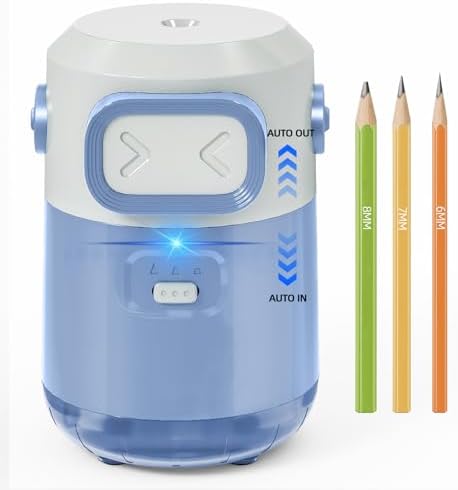 Electric Pencil Sharpener for Classroom Home, Automatic Colored Pencil Sharpener for Kids, Auto Stop for 6-8mm No.2/Colored Pencils, Cute Pencil Sharpener Battery Powered, School Supplies