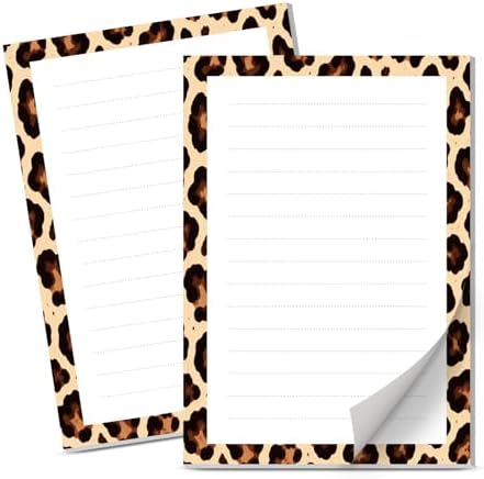 Lined Sticky Notes 4x6 in, 2 Pack Large Cute Notepads with Lines Self-Stick Note Pad, Funny Memo Pads Strong Adhesive for Office, Home Luxury Brown Leopard
