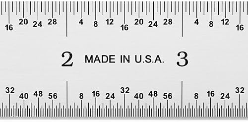 PEC Tools 12"/300mm Metal Ruler, Rigid, English & Metric, High Precision