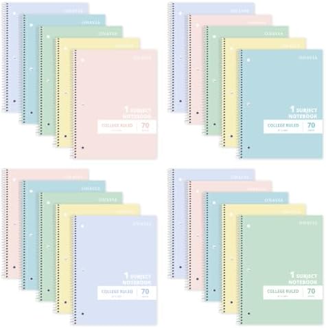 ONAVIA 1 Subject Spiral Notebook College Ruled Bulk, 140 Pages, Assorted