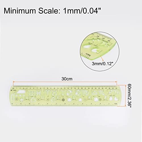 HARFINGTON 2pcs Unbreakable Flexible Rulers 30cm/12" Double Scale Shatterproof Folding Plastic Ruler for Classrooms Home Office, Light Green