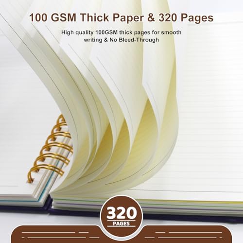 Hardcover Spiral Notebook Journal with Removable Dividers Tabs