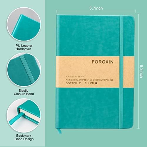 Journal notebook (A5-Lined, Turquoise Color),192 Pages, Medium 5.7X8.3 inches - 80 gsm Thick Paper, Hardcover