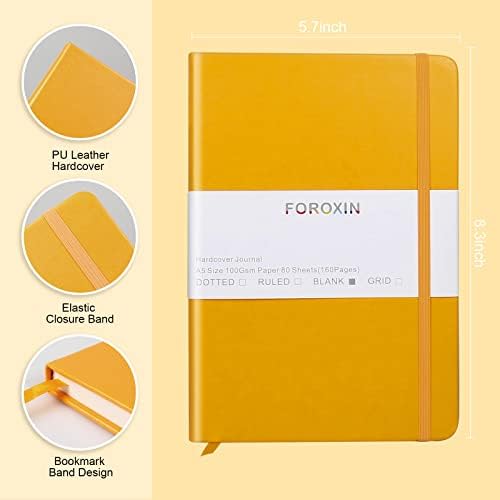 Blank Journal Notebook, (Yellow), 160 Pages, Medium 8.3x5.7 inches - 100 gsm Thick Paper, Hardcover