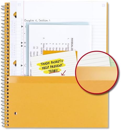 Five Star Spiral Notebook + Study App, 5 Subject, College Ruled Paper, 8-1/2" x 11", 200 Sheets, Fights Ink Bleed, Water Resistant Cover, Fire Red (72077), (Pack of 6)