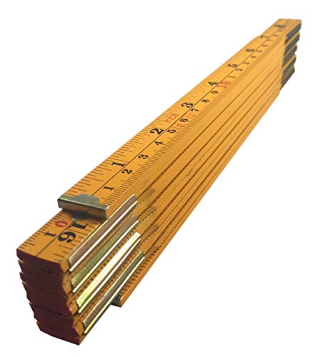 Binzer Folding Ruler, Foldable Ruler, Wooden Stick Ruler, Folding Yard Stick, Inch & Metric (6-foot-6-inch/2-Meter), Foldable Yardstick, Carpenters - Sewing - General Use