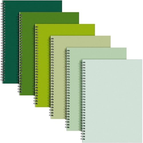 Fuutreo 6 Pack Spiral Notebook 10.5x7.45 Notebook,Green Series,Forest