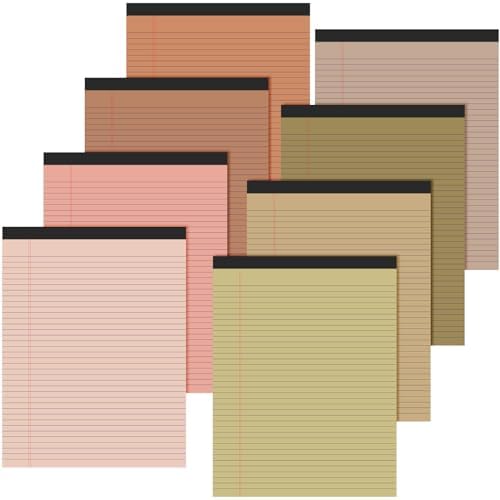 Fuutreo 8 Pcs Legal Pads 8.5 x 11 Colored Note Pads, Nut Color