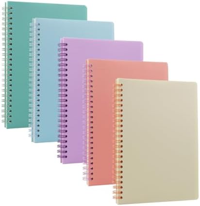 5 Pack Lined Spiral Journal Notebook for Women & Men, 8.3" x 5.7",80 Sheets/160 Pages College Ruled Notebook, A5 Plastic Hardcover Notebook for Office,School,Home
