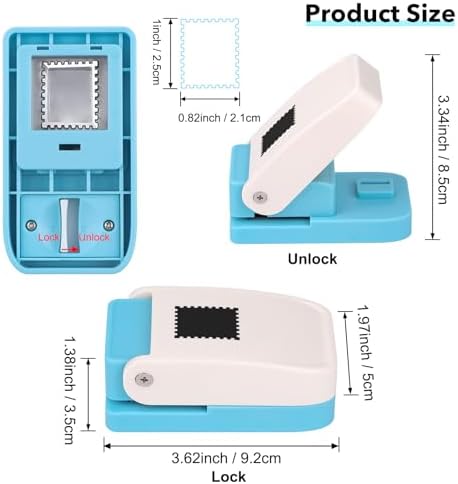 2 Pcs Stamp Punches, Postage Stamp Punch, 1X0.8 inch & 1.1X0.9 inch Embossing Stamps Hole Punch, Portable Lever Paper Puncher, Crafts Punches for Scrapbooking Paper Crafting DIY Projects
