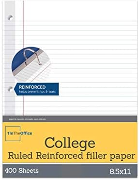 1InTheOffice Loose Leaf Paper College Ruled, Filler Paper 8 1/2" x 11", 400 Sheets (400 Sheets) (Pack of 2)