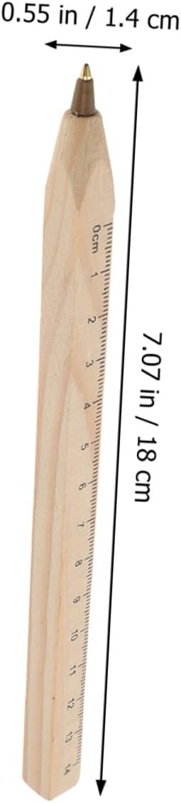 Abaodam 20pcs Natural Biodegradable Wooden Ballpoint Pens with Printed Ruler Black Ink Signature Wood Pens for Carpenter Marking and Office Use