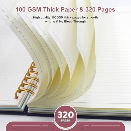 Hardcover Spiral Notebook Journal with Removable Dividers Tabs