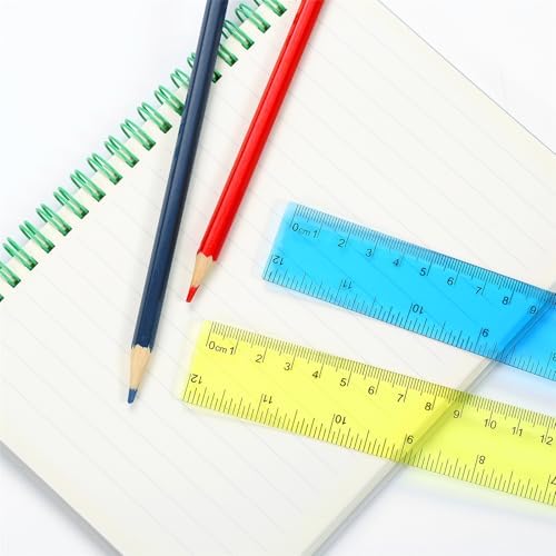 8pcs Color Transparent Ruler Plastic Rulers,Ruler 12 Inch with Inch and Metric Graduations,Suitable for Engineering Drawings and Offices Family.