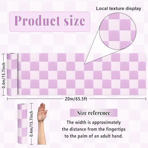 Purple Checkered Bulletin Board Roll Non-Woven Fabric Poster 15.7" x65.6ft