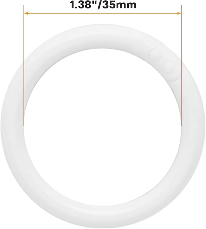 120 Pcs 1-1/3 Inch Plastic Binder Rings, Loose Leaf Binder Book Rings, Black Index Card Rings Binder Clip Rings for Flash Cards, Key Rings, Index Cards, Paper (35mm, White)