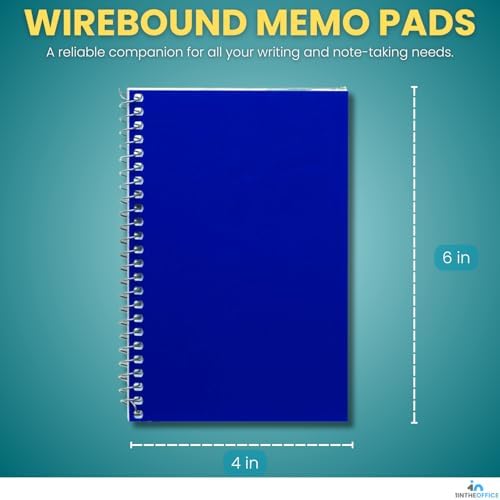 1InTheOffice Wirebound Spiral Memo Books, Memo Pads, 4" x 6", College Ruled, Small Notepad 4x6, Assorted, 50Sheets/Pad, 25 pack