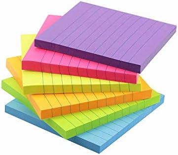 Early Buy Lined Sticky Notes 4x4 in, 6 Bright Colors, 6 Pads, 60 Sheets/Pad