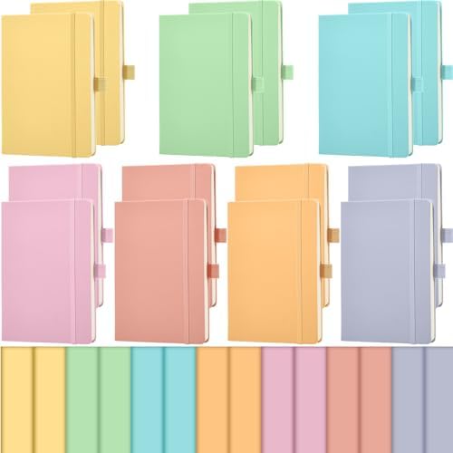 Laumoi 14 Pack Hardcover Lined Journal Notebooks Bulk,Candy Color,A5