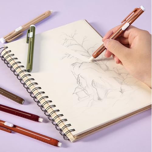 Mr. Pen- Retractable Mechanical Eraser Pens, 6 Pack, Earthy Colors | Latex-Free Precision Pencil Erasers for Artists, Students, Drawing, Sketching & Drafting