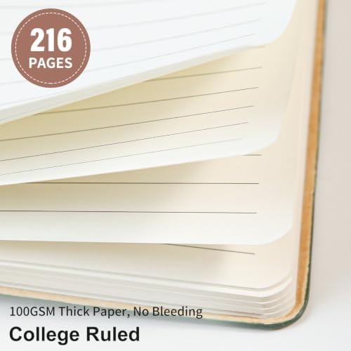 Lined Journal Notebook for Work College Ruled Note Book 5.79"x8.27" A5 PU Leather Daily Journaling 216 Pages for Women Men Writing Home School Supplies Business (Dark Pink)