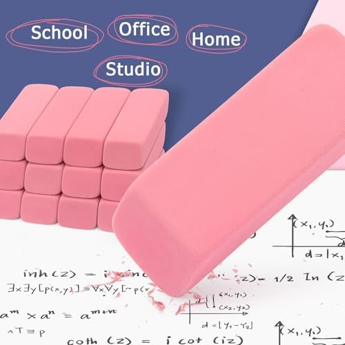 Tamaki Large Erasers, Pink, Pack of 12