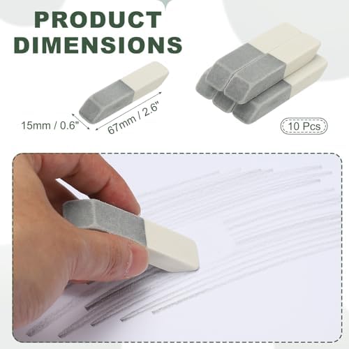 PATIKIL 10 Pcs Pencil Erasers, Sand Erasers 2 in 1 Frosted Block Easy to Clean Durable Bulk for Ink Ballpoint Fountain Pen Office Sketching Drawing Artists Teacher Carving, White Gray