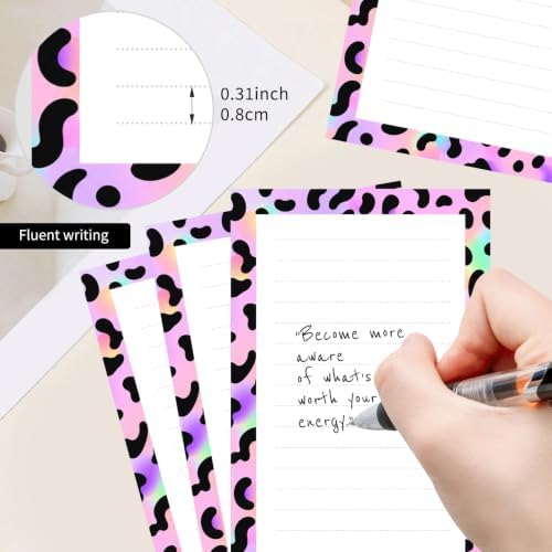 2 Pack Lined Sticky Notes 4x6 in, Cute Self-Stick Notepads with Lines, Large Memo Pads Strong Adhesive for Office, Home Colorful Funny Leopard