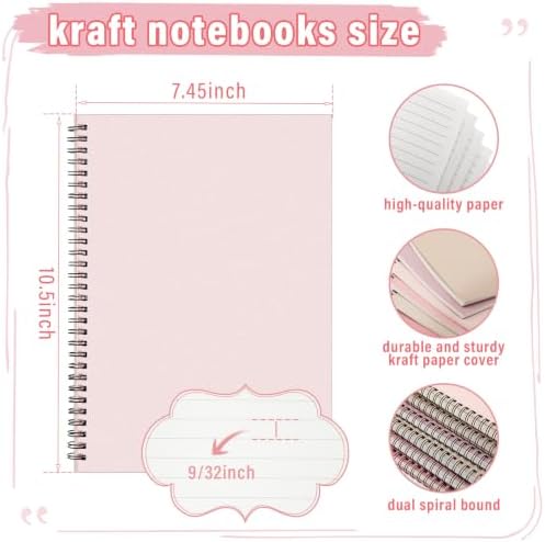 Fuutreo 6 Pack Spiral Notebook 10.5x7.45 Notebook,Soft Color,Pastel