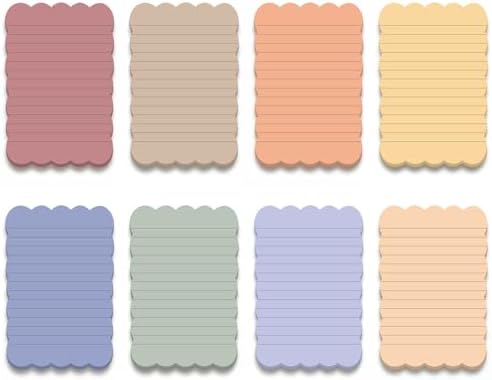Eaasty 8 Pack Scalloped Sticky Notes Lined 4" X 6" Morandii Memo Pads
