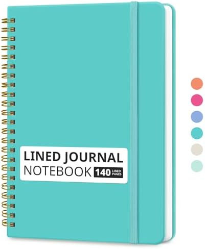 Taja Lined Spiral Journal Notebook for Women & Men, 140 Pages, College Ruled Hardcover Notebook for Work & Note Taking, Journals for Writing, A5(5.7" x 7.9") – Aquamarine