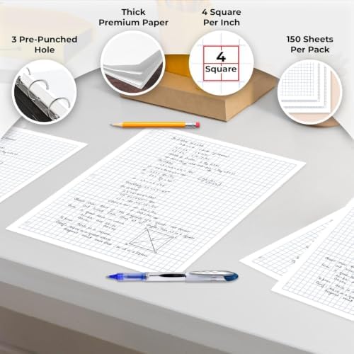Rosmonde 90 Pack, 13500 Sheets Graph Paper Bulk, 4x4, Bulk Grid Paper