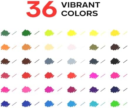 36 Watercolor Markers Set | Water Color Pens with Brush & Fineliner, Water-Based Art Markers | Dual Tip Markers for Adult Coloring, Lettering, Calligraphy, Sketching, Journaling & Illustration