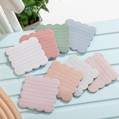 Eaasty 8 Pack Scalloped Sticky Notes Lined 3" X 3" Vintage Memo Pads