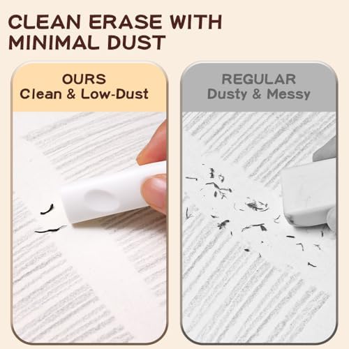 Ergonomic Erasers, Pencil Eraser Multipack, Clean Erasing Low Residue Rubber Eraser for Kids School Office Stationery Supplies, Pack of 10, White