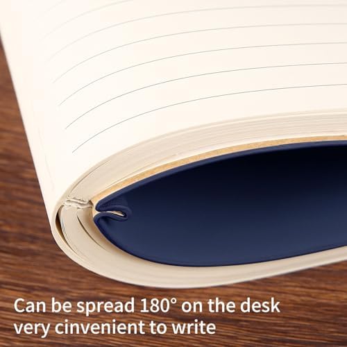 Lined Journal Notebook for Work College Ruled Note Book 7.2"x9.6" B5 PU Leather Daily Journaling 160 Pages for Women Men Writing Home School Supplies Business (Dark Blue)