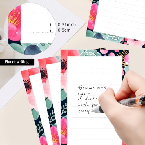 2 Pack Lined Sticky Notes 4x6 in, Cute Self-Stick Notepads with Lines, Large Memo Pads Strong Adhesive for Office, Home Cute Colorful Floral