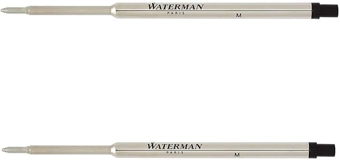 Waterman Black Medium Point Ballpoint Pen Refill (2 Pack)