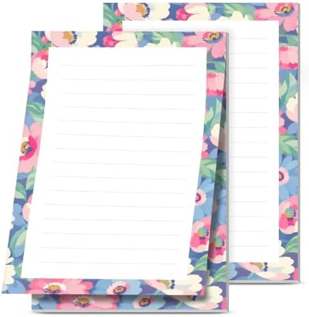 2 Pack Lined Sticky Notes 4x6 in, Cute Self-Stick Notepads with Lines, Large Memo Pads Strong Adhesive for Office, Home Beautiful Boho Flowers