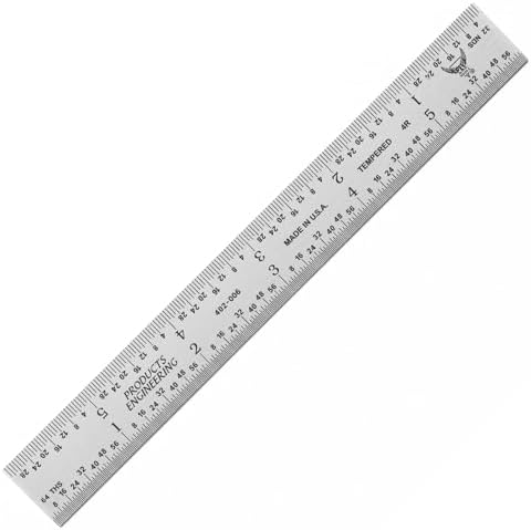 PEC Tools 6" Metal Ruler, Steel Measuring Tool, Made in USA