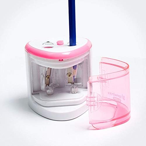 Electric Pencil Sharpener BE-TOOL 2 Holes Automatic Desk Pencil Cutter Battery Operated for Kids School Classroom Office Home and Stationery Gifts Pink
