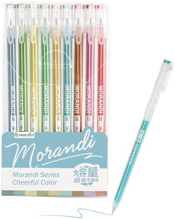 9 Colored Gel Pens Set, 0.6mm Fine Point for Black Paper & White Paper, Pens for Journaling, Adult Coloring Books, Bible, Drawing, Note Taking, Art & Journaling Supplies (Morandi-Cheerful Color)