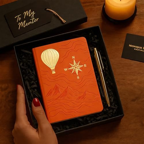 Dot Grid Journal with 160GSM Thick Paper, 192 Pages, A5 Dotted Notebook for Work, School, Travel | 180° Lay Flat, Foil Stamped Cover, Elastic Band, 2 Bookmarks & Inner Pocket (Orange)
