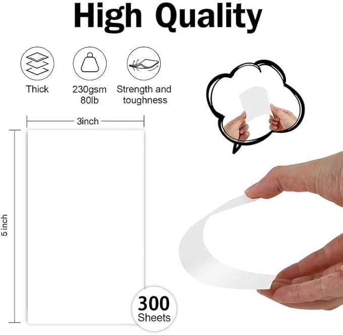 300 Pack White Blank Index Cards 3x5 Unlined Note Cards, Goefun 80lb Heavy Duty Cardstock Thick Paper for Postcards, Photo Paper, Syllable Boards