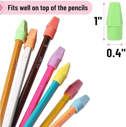 Mr. Pen- Pencil Erasers Toppers, 240 Pack, Colorful, Latex Free, No Smudge
