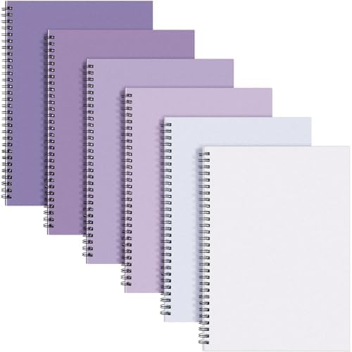 Fuutreo 6 Pack Spiral Notebook 10.5x7.45 Notebook,Purple Series,Purple