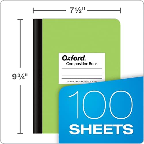 Oxford Composition Notebooks, 6 count, Cover Colors Vary, Wide Ruled Paper, 9-3/4 x 7-1/2 Inch School Journals, Assorted Pastel Covers, 100 Sheets, per Book (63759) (Pack of 4)