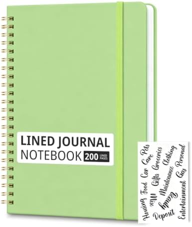 A5 Spiral Notebook, 100 GSM Hardcover Lined Journal with 200 Pages, College Ruled Wirebound Notebook for Work, School, Office and Travel, Green
