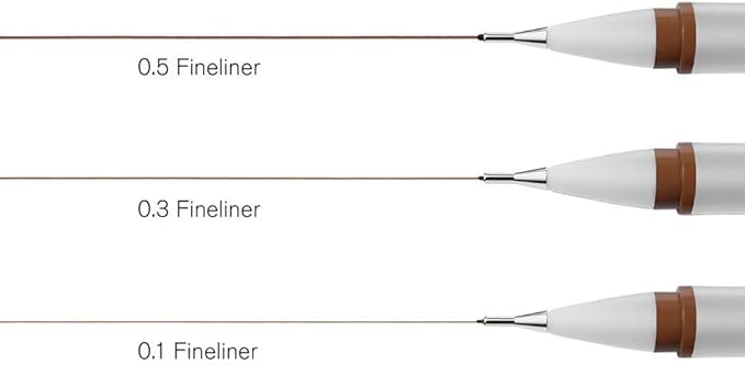 Winsor & Newton Fineliner Fine Point Pen Set, Assorted, Set of 3, Sepia